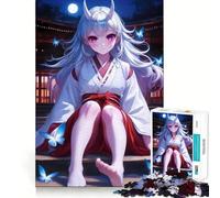 Rompecabezas Oni Girl Under Moonlight para Adolescentes, 1000 Piezas, Juego Inteligente, Tiempo en Familia, patrón de ensamblaje, selección de Deseos de Santa Claus (38x52cm)