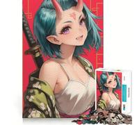 Rompecabezas Oni Samurai Girl Sword de 1000 Piezas para Adultos Regalos para Mejorar la Memoria y Relajarse mentalmente Corte Premium Sorpresa cálida (38x26cm)
