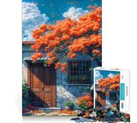 Rompecabezas Orange Blossom Cottage de 1000 Piezas para Adolescentes Juego Inteligente de Rompecabezas Tiempo de Aprendizaje Imagen para armar Un Regalo Encantador (38x26cm)