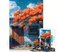 Rompecabezas Orange Blossom Cottage para Adultos, 1000 Piezas, Rompecabezas Mental, Acogedor, Relajante, para armar, (38x52cm)