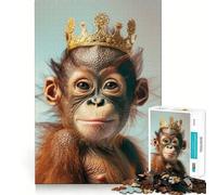 Rompecabezas Orangután Rey de 1000 Piezas para Adolescentes Juguete Relajante Que estimula la Memoria Bordes Ajustados Regalo Premium (38x26cm)