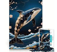 Rompecabezas Orca Kintsugi Art de 1000 Piezas para Adultos Regalos para Adultos Juego de ingenio y diversión Precioso Regalo (38x26cm)