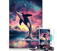 Rompecabezas Orca Saltando hacia Las Estrellas, 1000 Piezas, Juguete para desarrollar la Mente, Juego Relajante, Pieza de colección de Arte de Corte preciso (50x75cm)