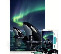 Rompecabezas Orcas bajo la Aurora Boreal de 1000 Piezas para Adolescentes Ideal para Relajarse y Disfrutar de Momentos tranquilos Corte Suave Regalo Elegante (50x75cm)