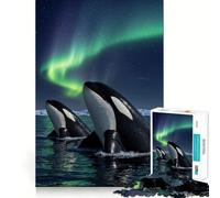 Rompecabezas Orcas bajo la Aurora Boreal de 1000 Piezas para Adultos Juguete cognitivo para Fortalecer los Lazos afectivos Ideal para armar Artículo de Santa Claus (38x52cm)