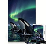 Rompecabezas Orcas bajo la Aurora Boreal de 1000 Piezas para Adultos Juguete cognitivo para Fortalecer los Lazos afectivos Ideal para armar Artículo de Santa Claus (38x52cm)