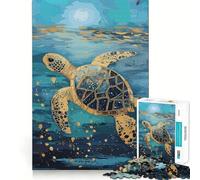 Rompecabezas Original de 1000 Piezas con diseño de Tortuga Marina Dorada para Adultos Juguete para ejercitar la Mente Juego de Interior Pieza de Arte de Corte preciso (38x26cm)