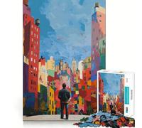 Rompecabezas Original Hombre en la Ciudad de 1000 Piezas Juguete para ejercitar la Mente Juego Relajante Pieza de colección de Arte con Corte de precisión (50x75cm)