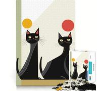 Rompecabezas Originales de Gatos Negros con Formas geométricas para Adultos, 1000 Piezas, para Fortalecer la Memoria, Actividad para el hogar, Bordes limpios, Regalo Festivo (50x75cm)