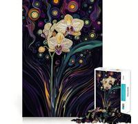 Rompecabezas Orquídea en Luces Brillantes, 1000 Piezas para Adultos, Juguete para Fortalecer el Cerebro, para el hogar, para el Ocio, con Bordes Ajustados, Regalo de Papá Noel (38x52cm)