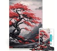 Rompecabezas Oscuro Árbol Luna Roja 1000 Piezas para Adultos Juego Mental Juguete Divertido y Tranquilo Pieza de colección de Arte de Corte preciso (50x75cm)