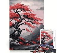 Rompecabezas Oscuro Árbol Luna Roja 1000 Piezas para Adultos Juego Mental Juguete Divertido y Tranquilo Pieza de colección de Arte de Corte preciso (50x75cm)
