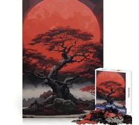 Rompecabezas Oscuro Árbol Luna Roja para Adolescentes 1000 Piezas Juguete de lógica Clara Disfruta despacio Corte Sorpresa de cumpleaños (38x26cm)