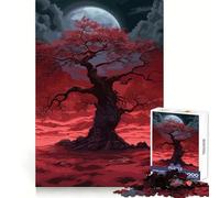 Rompecabezas Oscuro Árbol Luna Roja para Adultos 1000 Piezas Mejora la Memoria Juego en Grupo Patrón de Montaje Sorpresa de Navidad (38x52cm)