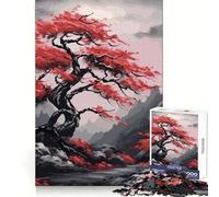 Rompecabezas Oscuro Árbol Luna Roja para Adultos 1000 Piezas Mejora la Memoria Juego en Grupo Patrón de Montaje Sorpresa de Navidad (38x52cm)