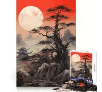 Rompecabezas Oscuro del Árbol de la Luna Roja, 1000 Piezas para Adolescentes Fortalece la Memoria Divertido y Relajante Bordes Lisos Lista de Deseos de Papá Noel (38x26cm)