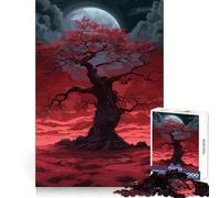 Rompecabezas Oscuro del Árbol de la Luna Roja de 1000 Piezas para Adolescentes Juguete para desarrollar la lógica, Divertido y Relajante Corte preciso Regalo artístico (50x75cm)