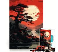 Rompecabezas Oscuros del Árbol de la Luna Roja para Adultos, 1000 Piezas, Grupo de Habilidad Mental, Joy Quality Edge Art Collection Piece (50x75cm)