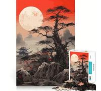 Rompecabezas Oscuros del Árbol de la Luna Roja para Adultos, 1000 Piezas, Mejora la Memoria, Divertido Montaje de imágenes, Arte Coleccionable (50x75cm)