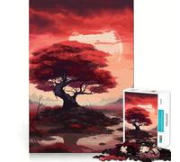 Rompecabezas Oscuros del Árbol de la Luna Roja para Adultos, 1000 Piezas, Mejora la Memoria, Divertido Montaje de imágenes, Arte Coleccionable (50x75cm)