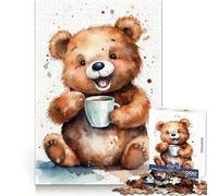 Rompecabezas Oso en la Hora del café, 1000 Piezas, para adolescentesPiensa Que el Tiempo de Entrenamiento está Bien empleadoBordes definidosRegalo Festivo (50x75cm)