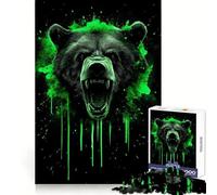 Rompecabezas Oso Enojado con Salpicaduras Verdes, 1000 Piezas para Adolescentes, Entrenamiento Mental, diversión fácil, Corte Uniforme, Elegante, (50x75cm)
