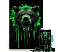 Rompecabezas Oso Enojado con Salpicaduras Verdes,1000 Piezas para Adolescentes Estimula la Mente Diversión Ajuste Espacios Entretenimiento cautivador para Interiores acogedores (50x75cm)