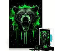Rompecabezas Oso Enojado con Salpicaduras Verdes para Adultos,1000 Piezas,Juego para ejercitar la Mente,Corte de precisión,Bordes Suaves,desafío Divertido para Pasar el Tiempo (38x52cm)