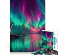 Rompecabezas Oso Polar Aurora Boreal de 1000 Piezas para Adolescentes, Juguete de lógica, Tren, luz, relajación, Corte Suave, decoración de Pared (38x52cm)