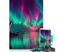 Rompecabezas Oso Polar Aurora Boreal para Adolescentes 1000 Piezas Wise Think Toy Leisure Fun Clear Cut Wall Art Decor (38x26cm)