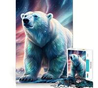 Rompecabezas Oso Polar Bajo la Aurora de 1000 Piezas para Adultos Refuerza la Memoria Ocio Diversión Calidad Borde Elegante Regalo (38x52cm)