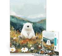 Rompecabezas Oso Polar en un Prado, 1000 Piezas para Adultos, Juguete Cognitivo, Divertido, Imagen, Ensamblaje, Pieza de Colección Artística (38x52cm)