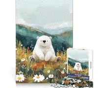 Rompecabezas Oso Polar en un Prado, 1000 Piezas para Adultos, Juguete Cognitivo, Divertido, Imagen, Ensamblaje, Pieza de Colección Artística (38x52cm)
