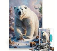 Rompecabezas Oso Polar Rey de Hielo de 1000 Piezas para Adolescentes, Juguete de lógica Mental, Escape Tranquilo, Arte de Bordes Finos, Coleccionable (38x52cm)