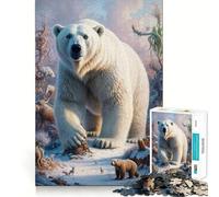 Rompecabezas Oso Polar Rey de Hielo de 1000 Piezas para Adolescentes Mejora la Memoria Tiempo de relajación Bordes precisos Regalo Creativo (50x75cm)