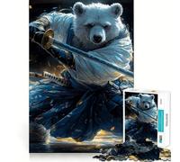 Rompecabezas Oso Samurai con Katana para Adolescentes 1000 Piezas Mejora la Memoria Relajante Divertido Corte Premium Elegante Regalo (38x52cm)