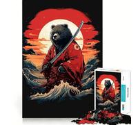 Rompecabezas Oso Samurai de 1000 Piezas para Adolescentes, Juguete de lógica Pura, Suave y Relajante, Corte Limpio, Pieza de Arte Fino (38x26cm)