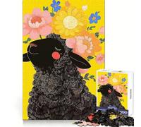 Rompecabezas Oveja Negra con Flores para Adolescentes 1000 Piezas Pensamiento Estratégico Interacción Suave Ajuste Preciso (38x52cm)