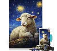 Rompecabezas Ovejas bajo la Noche Estrellada para Adolescentes, 1000 Piezas, Actividad para ejercitar la Mente en casa, Bordes precisos, Regalo Festivo 50x75cm