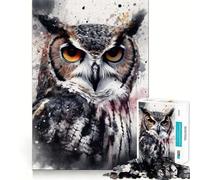 Rompecabezas Owl Beauty de 1000 Piezas con Tinta Negra para Adultos Juguete para ejercitar la Mente Juego de Interior Pieza de Arte de Corte preciso (50x75cm)