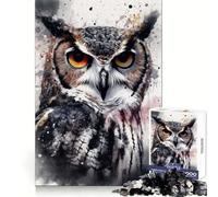 Rompecabezas Owl Beauty de 1000 Piezas con Tinta Negra para Adultos Juguete para ejercitar la Mente Juego de Interior Pieza de Arte de Corte preciso (50x75cm)