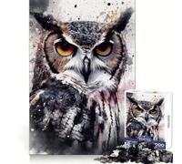 Rompecabezas Owl Beauty de 1000 Piezas con Tinta Negra para Adultos Regalos Divertidos y de Calidad (38x26cm)