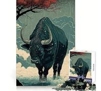 Rompecabezas Ox Ukiyo E Japón China de 1000 Piezas para Adolescentes Juego Inteligente de Rompecabezas Tiempo de Aprendizaje Imagen de Montaje Regalo Encantador (38x52cm)