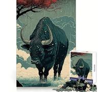 Rompecabezas Ox Ukiyo E Japón China de 1000 Piezas para Adolescentes Juego Inteligente de Rompecabezas Tiempo de Aprendizaje Imagen de Montaje Regalo Encantador (38x26cm)