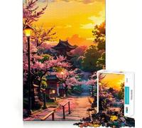 Rompecabezas Pagoda al Atardecer, 1000 Piezas, para Adolescentes, Juguete de lógica Fuerte, Actividad en casa, Borde Transparente, Regalo preciado 50x75cm