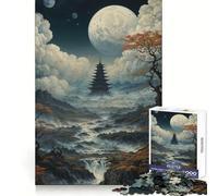 Rompecabezas Pagoda bajo la Luna Llena de 1000 Piezas para Adultos Juguete para ejercitar la Mente Tiempo Libre Diseño nítido Regalo increíble (38x26cm)