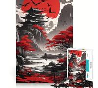Rompecabezas Pagoda del Sol Rojo de 1000 Piezas para Adultos Fortalece la Memoria, Calma la Mente, cálida Sorpresa (38x52cm)
