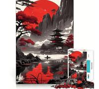 Rompecabezas Pagoda del Sol Rojo de 1000 Piezas para Adultos, Juguete Intelectual Relajante, Divertido, de Corte preciso, (38x26cm)