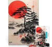 Rompecabezas Pagoda del Sol Rojo de 1000 Piezas para Adultos Mejora la Memoria Divertido y Relajante Bordes Afilados Regalo Ideal para Las Fiestas (38x26cm)