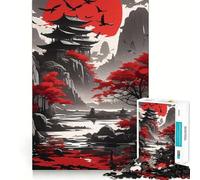 Rompecabezas Pagoda del Sol Rojo para Adolescentes, 1000 Piezas, Juguete Inteligente para Aliviar el Estrés, Bordes Afilados, Regalo de Cumpleaños (38x26cm)